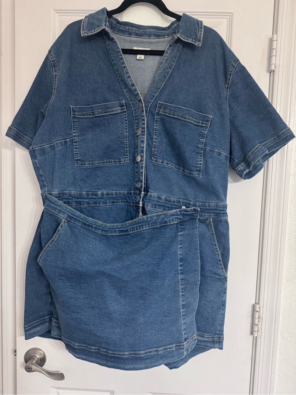 Ava & Viv Blue Denim Mini Shirt Dress - Picture 4 of 7